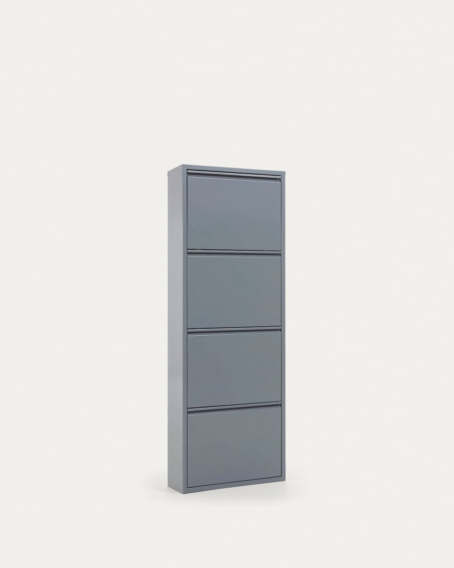 4 Shelves Metal Shoe Storage Cabinet Grey