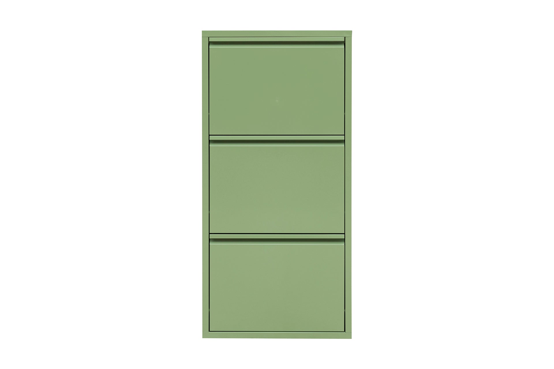 3 Shelves Metal Shoe Storage Cabinet Green