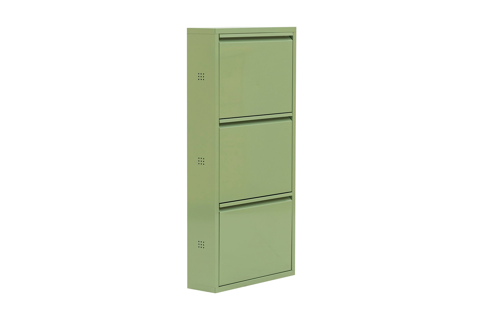 3 Shelves Metal Shoe Storage Cabinet Green