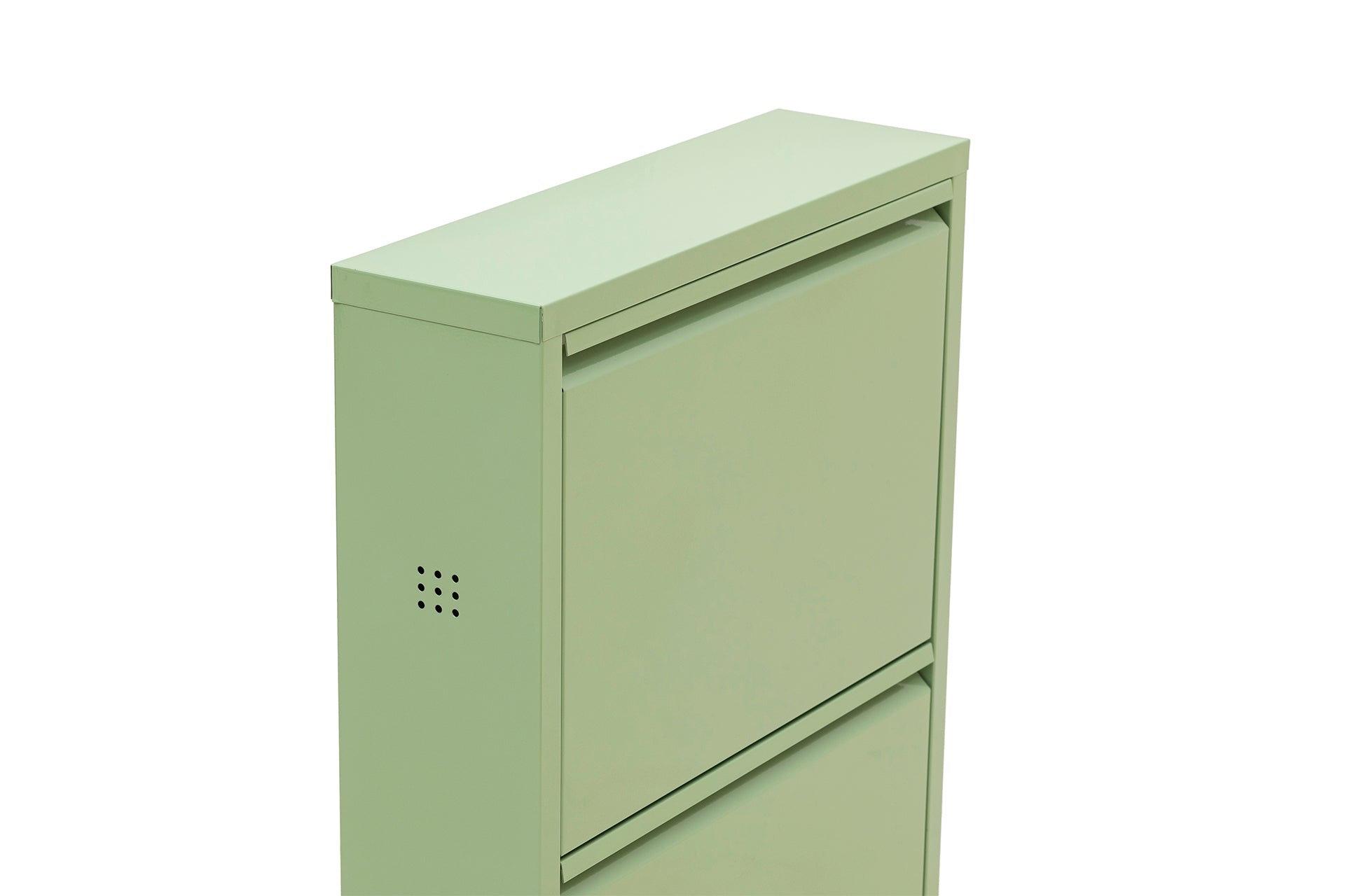 3 Shelves Metal Shoe Storage Cabinet Green