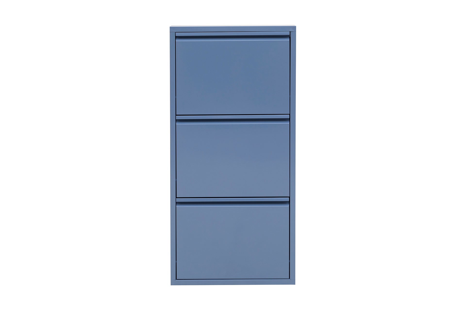 3 Shelves Metal Shoe Storage Cabinet Blue