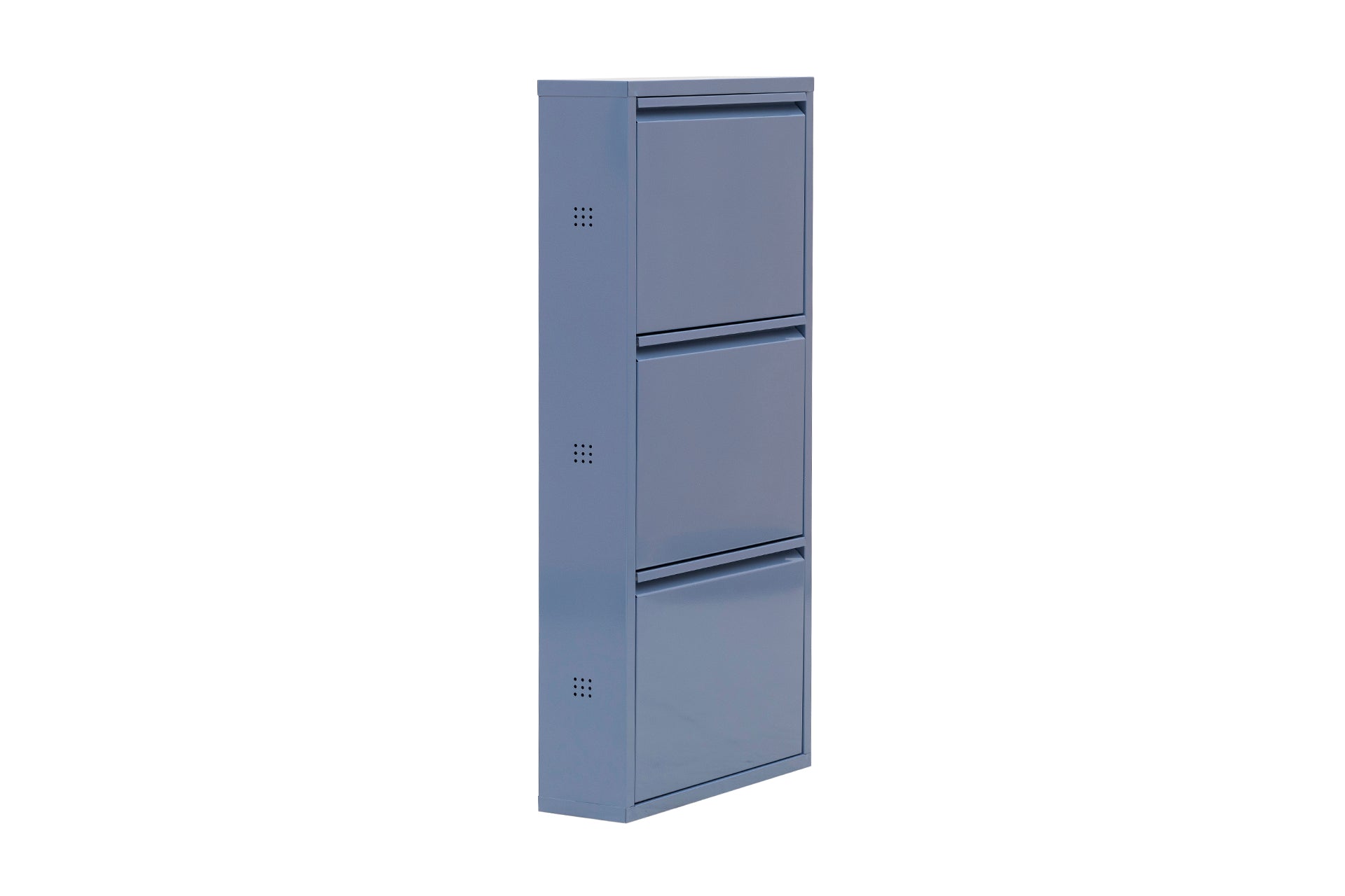 3 Shelves Metal Shoe Storage Cabinet Blue