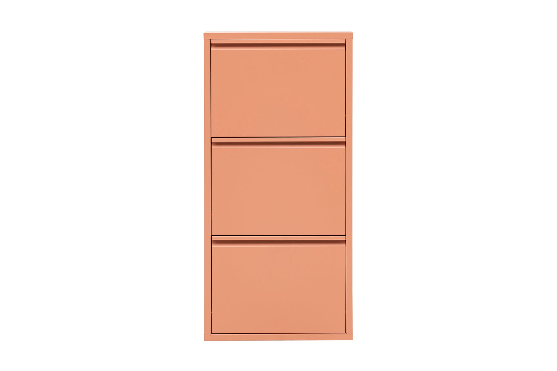 3 Shelves Metal Shoe Storage Cabinet Powder Color